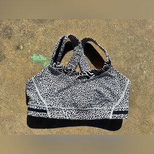 Lululemon Rack Pack Bra Miss Mosaic White Posey Black No Pads Size 8 Excellent.